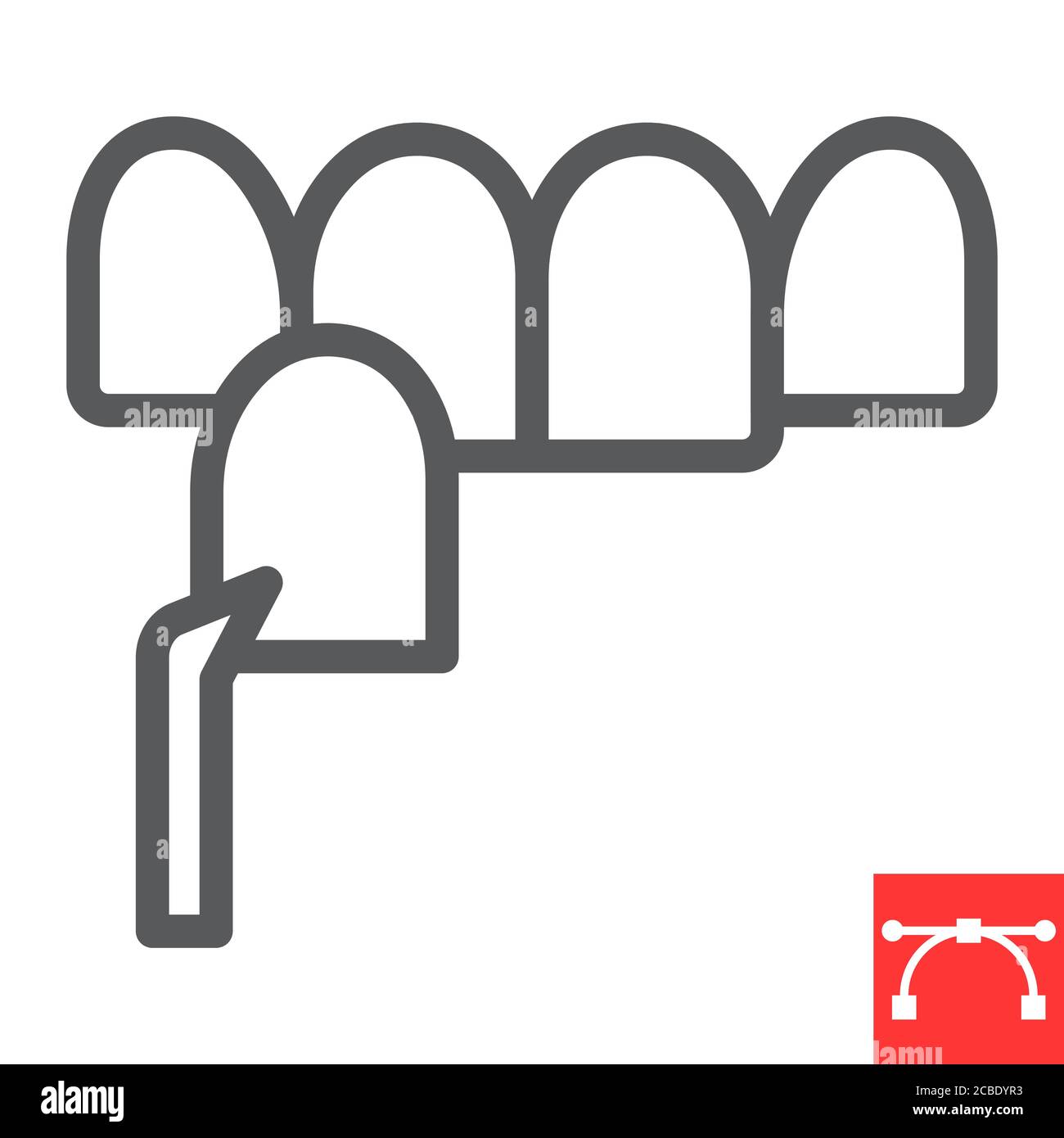 Icône de ligne de placage dentaire, dents et stomatolgy, graphiques vectoriels de signe de veneers dentaires, icône linéaire de contour modifiable, eps 10. Illustration de Vecteur