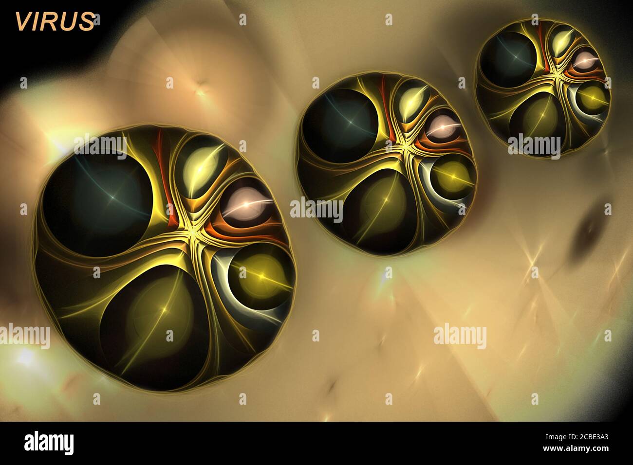 Un virus abstrait fractal contre une nébuleuse inconnue Banque D'Images