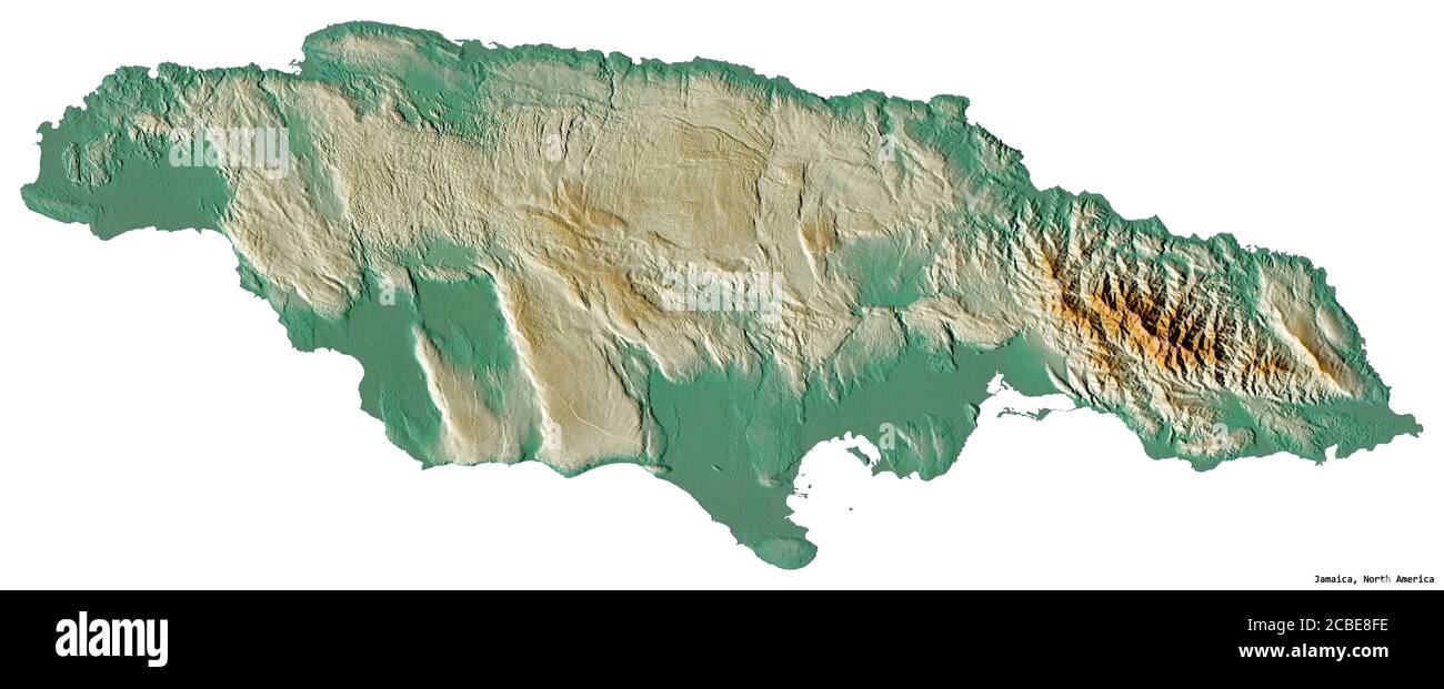 Forme De La Jamaique Avec Sa Capitale Isolee Sur Fond Blanc Carte Topographique De Relief Rendu 3d Photo Stock Alamy