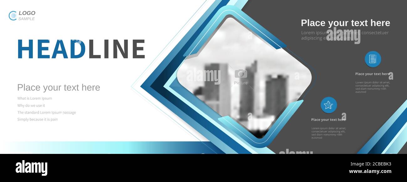 Modèle de vecteur de conception de bannière d'entreprise dans le thème blanc bleu avec espace pour ajouter votre photo Illustration de Vecteur
