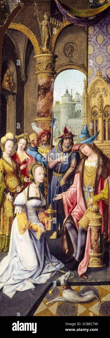 Roi Salomon recevant la reine de Sheba, peinture par Anvers Mannerist, 1505-1525 Banque D'Images