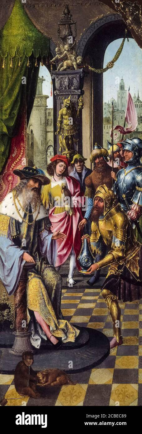 Roi David recevant l'eau de la Citerne de Bethléem, peinture par Anvers Mannerist, 1505-1525 Banque D'Images