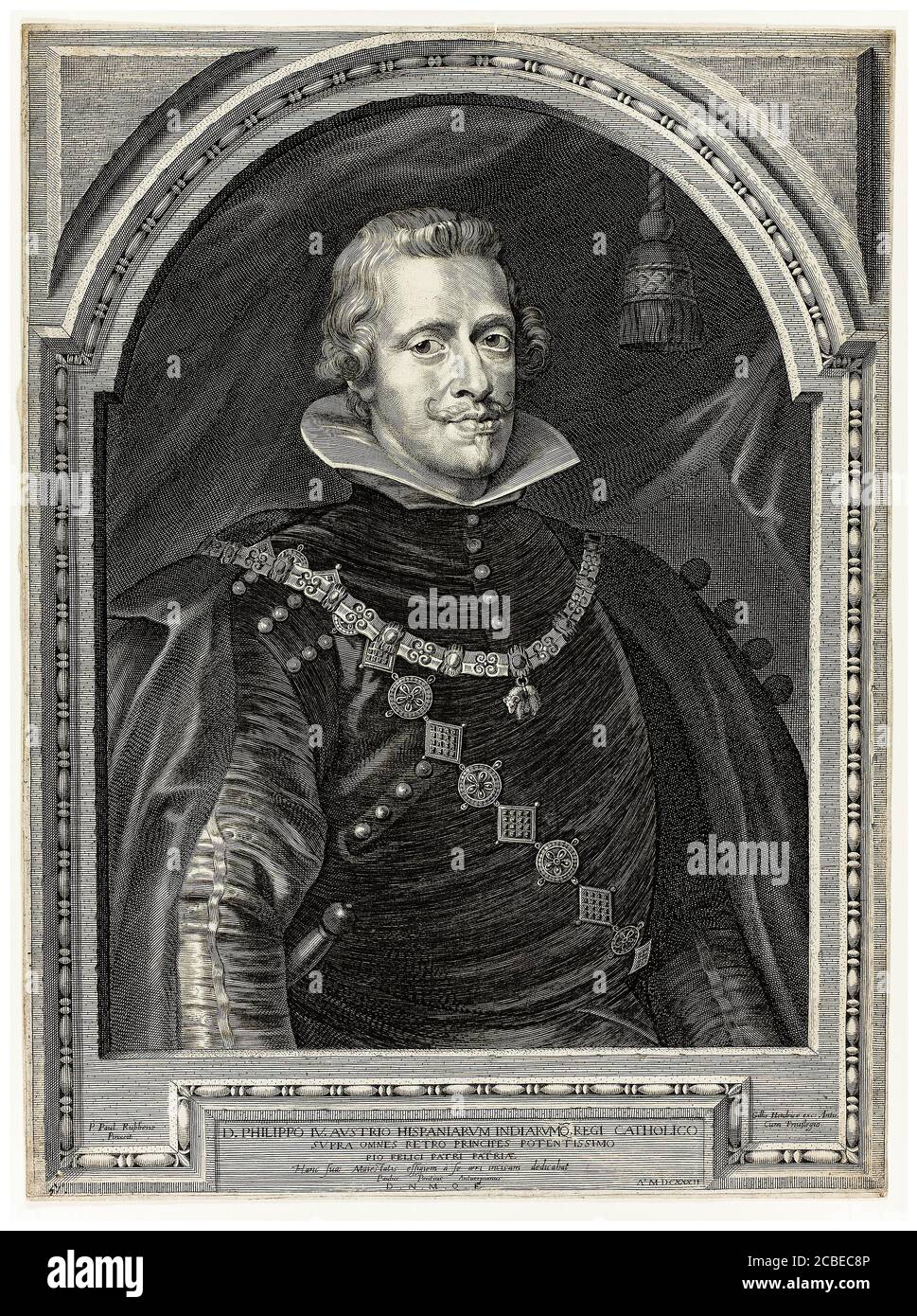 Philip IV (1605-1665), roi d'Espagne, gravure de portrait de Paulus Pontius, vers 1624 Banque D'Images