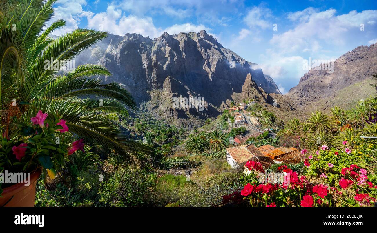 Village de Masca, attraction touristique la plus visitée de Tenerife, Espagne Banque D'Images