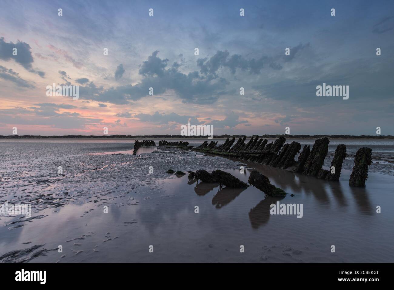 SS Nornen épave de navire, Burnham on Sea au lever du soleil Banque D'Images