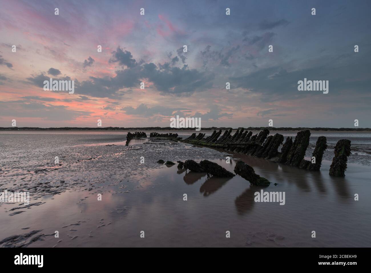 SS Nornen épave de navire, Burnham on Sea au lever du soleil Banque D'Images