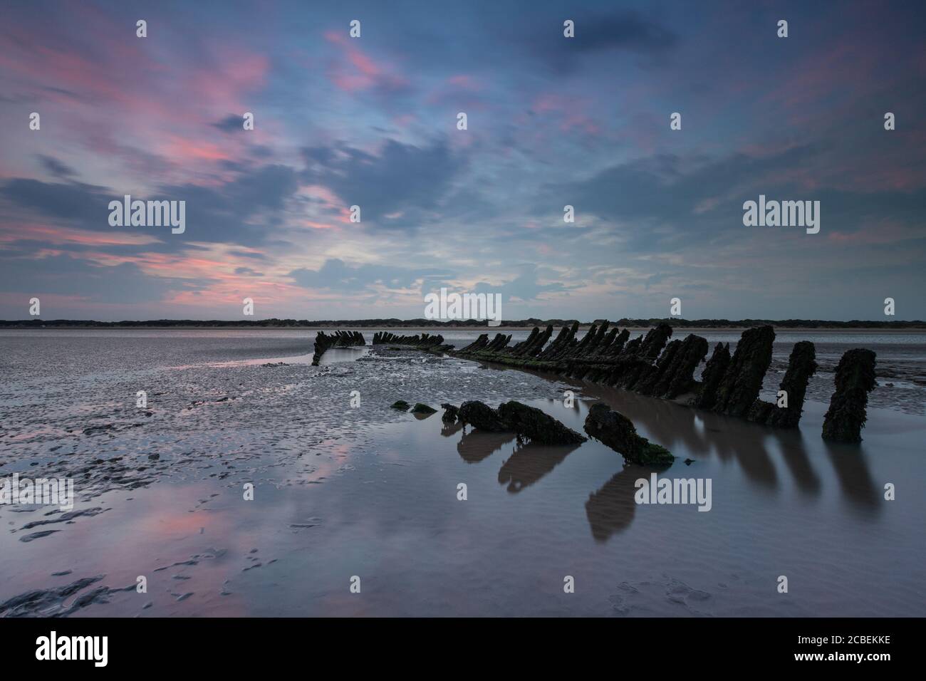 SS Nornen épave de navire, Burnham on Sea au lever du soleil Banque D'Images