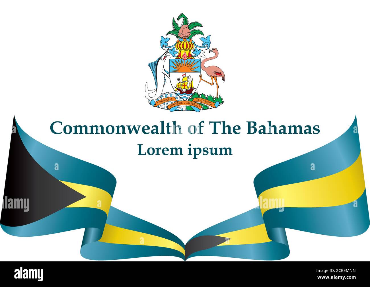 Drapeau des Bahamas, Commonwealth des Bahamas. Modèle pour la conception de prix, un document officiel avec le drapeau des Bahamas. Illustration de Vecteur