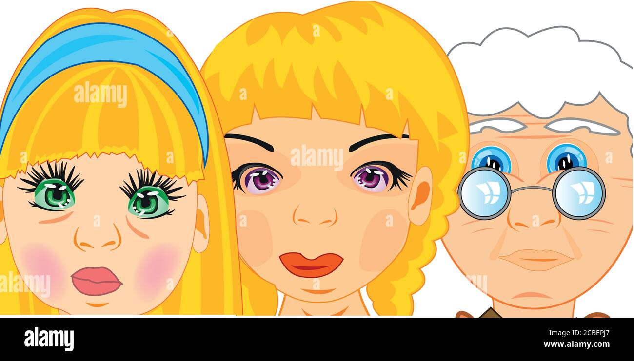 Personne processus diligences de l'adolescent avant grand-mère Illustration de Vecteur