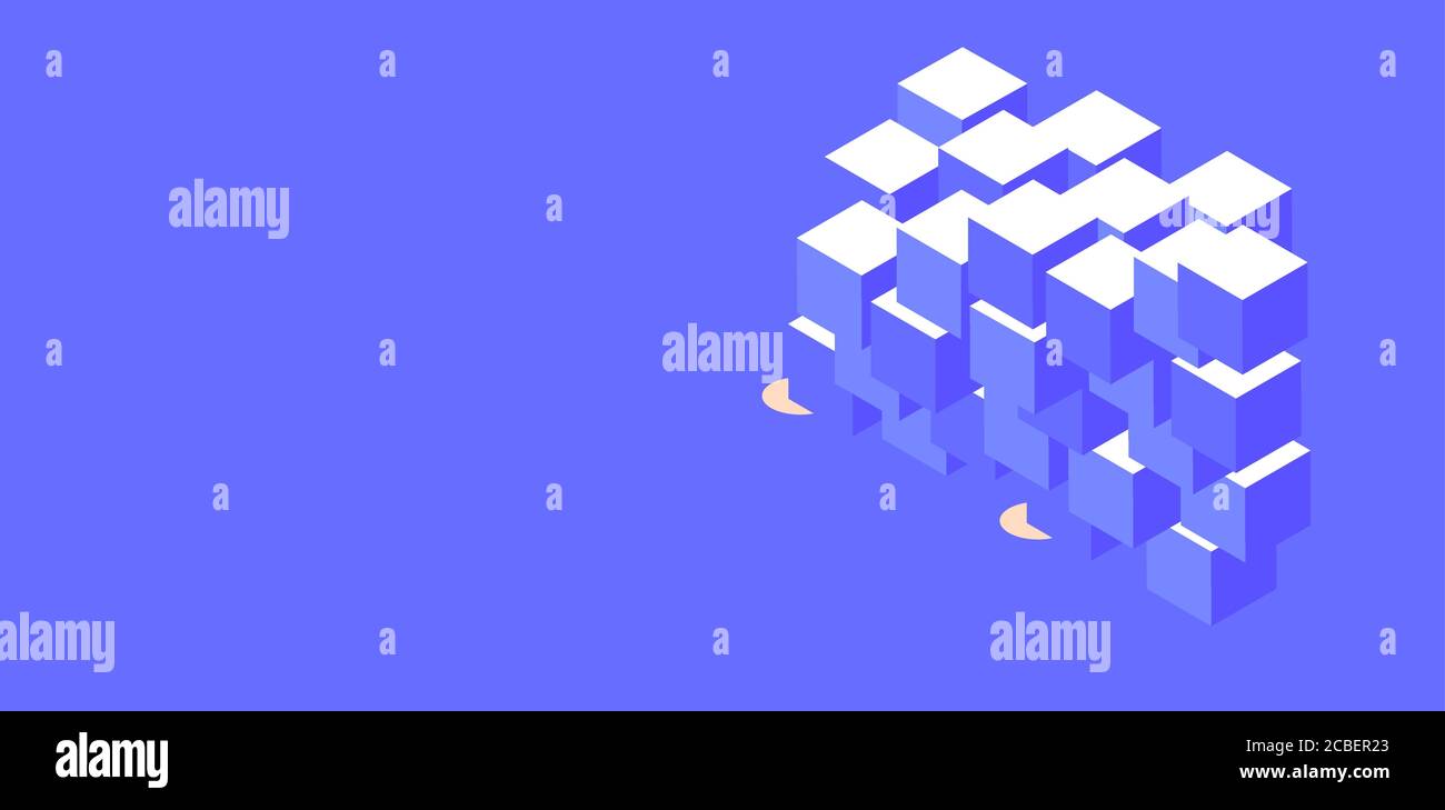 Arrière-plan géométrique abstrait avec un cube isométrique 3d Illustration de Vecteur