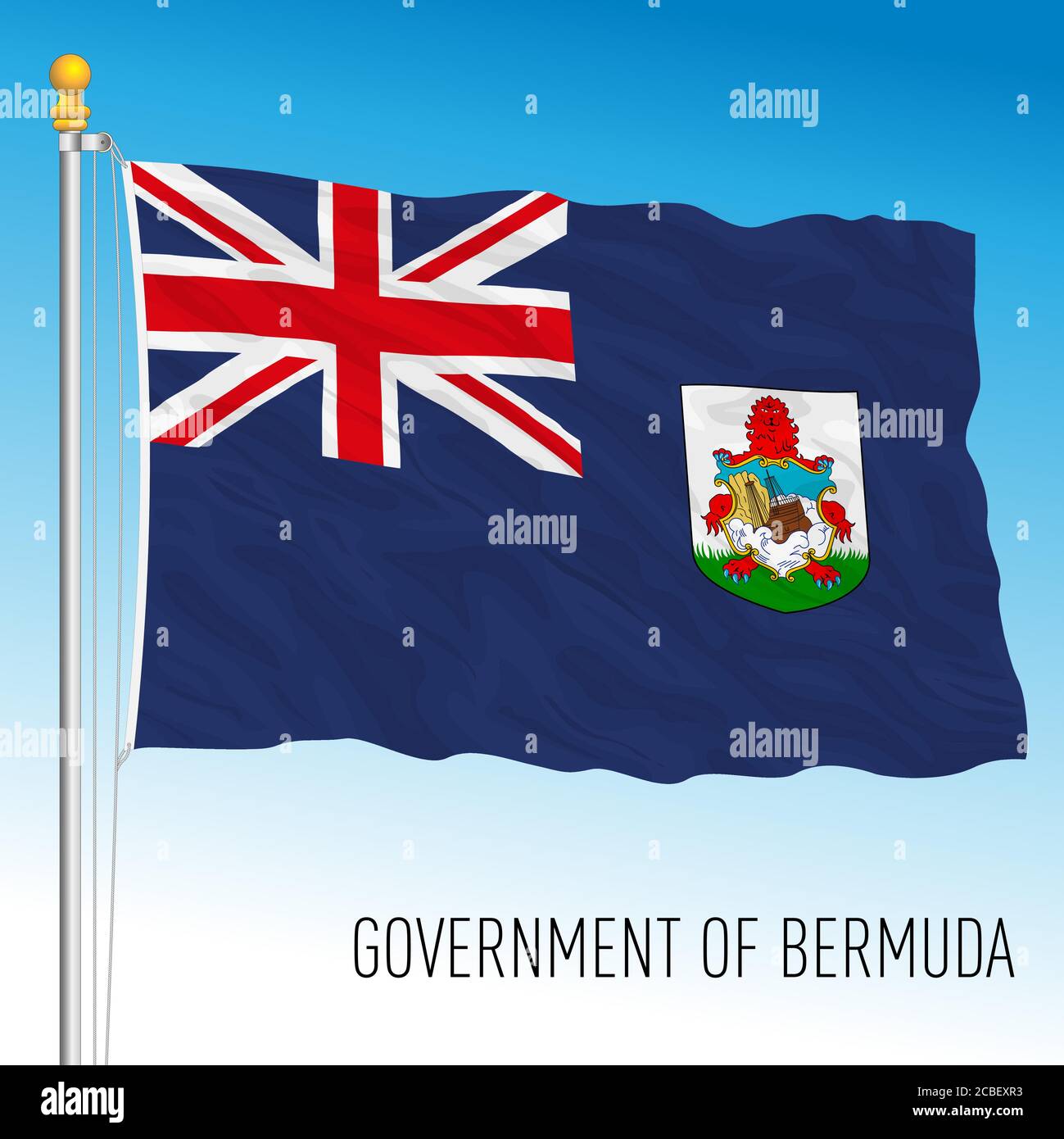 Drapeau officiel du gouvernement des Bermudes, territoire d'outre-mer du Royaume-Uni, illustration vectorielle Illustration de Vecteur