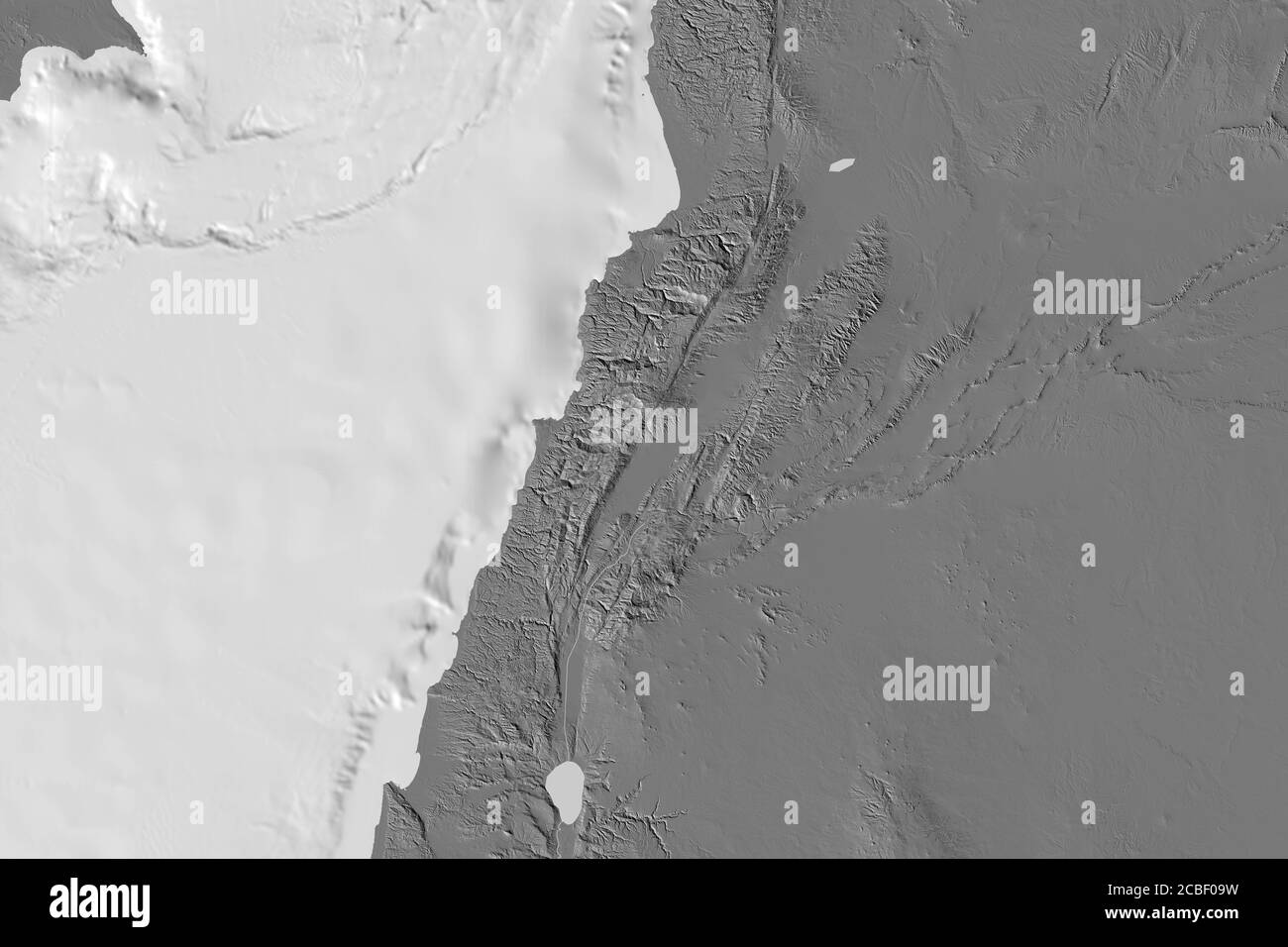 Zone étendue du Liban. Carte d'élévation à deux niveaux. Rendu 3D Banque D'Images