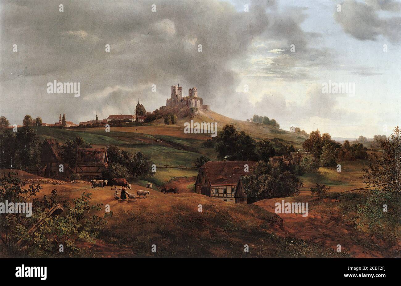 Oehme Ernst Ferdinand - Château de Stolpen - Ecole allemande - 19e et début du 20e siècle Banque D'Images