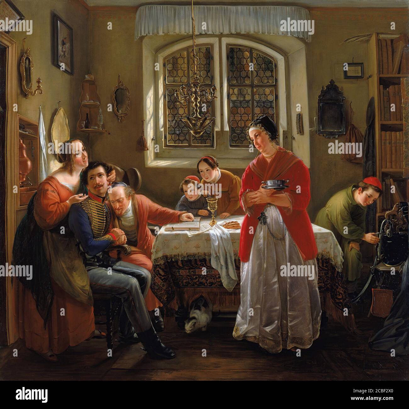 oppenheim, moritz daniel - le retour du volontaire des guerres de libération à sa famille vivant toujours conformément à l'ancienne douane - 26693788192 2526462314 o Banque D'Images