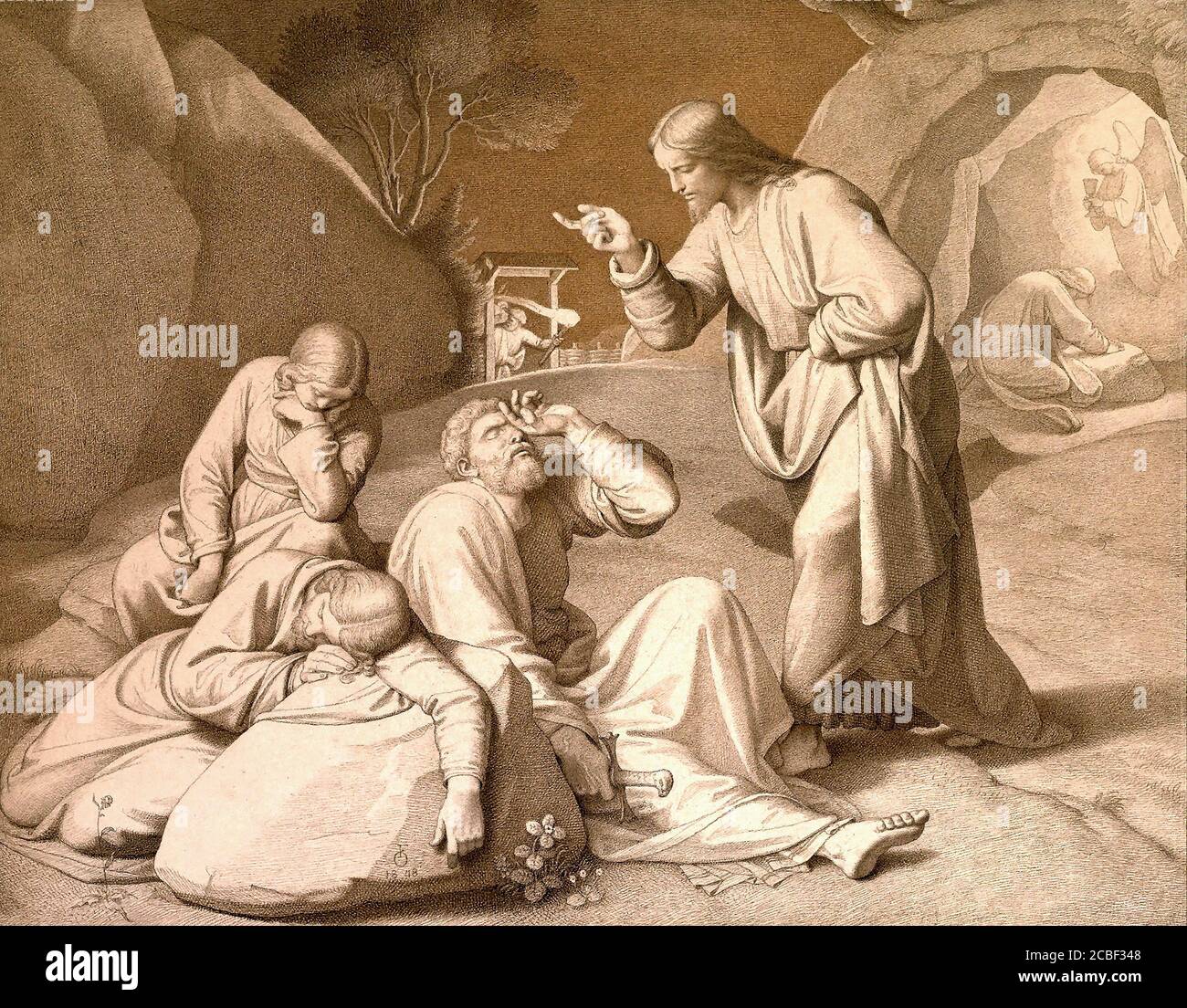 Overbeck Friedrich - le Christ dans le jardin de Gethsemane - École allemande - 19e et début du 20e siècle Banque D'Images
