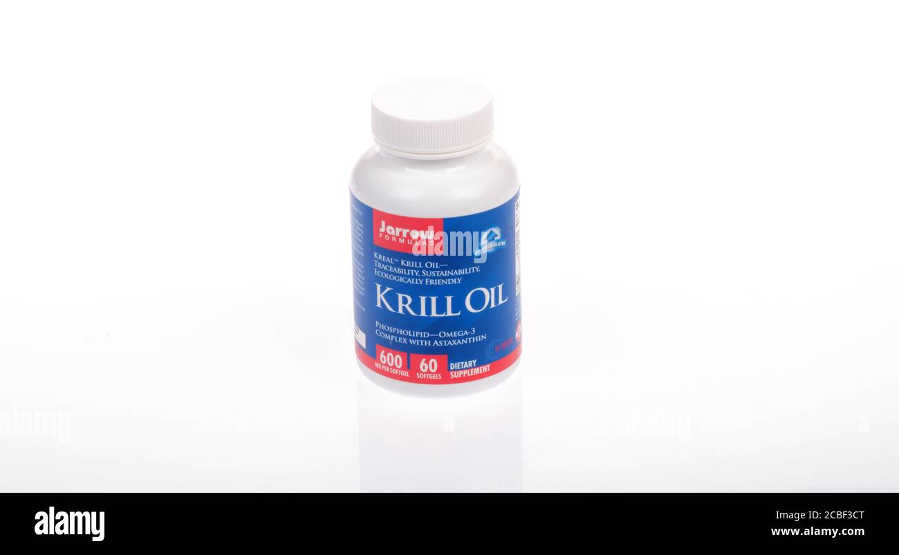 Flacon de supplément d'huile de krill de Jarow Formulas Banque D'Images