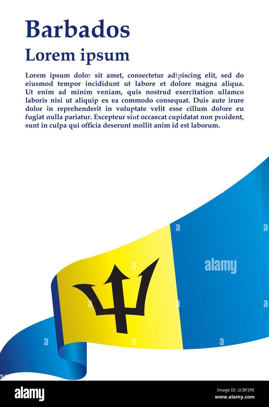 Drapeau de la Barbade, Barbade. Modèle pour la conception des prix, un document officiel avec le drapeau de la Barbade. Illustration vectorielle colorée et lumineuse. Illustration de Vecteur