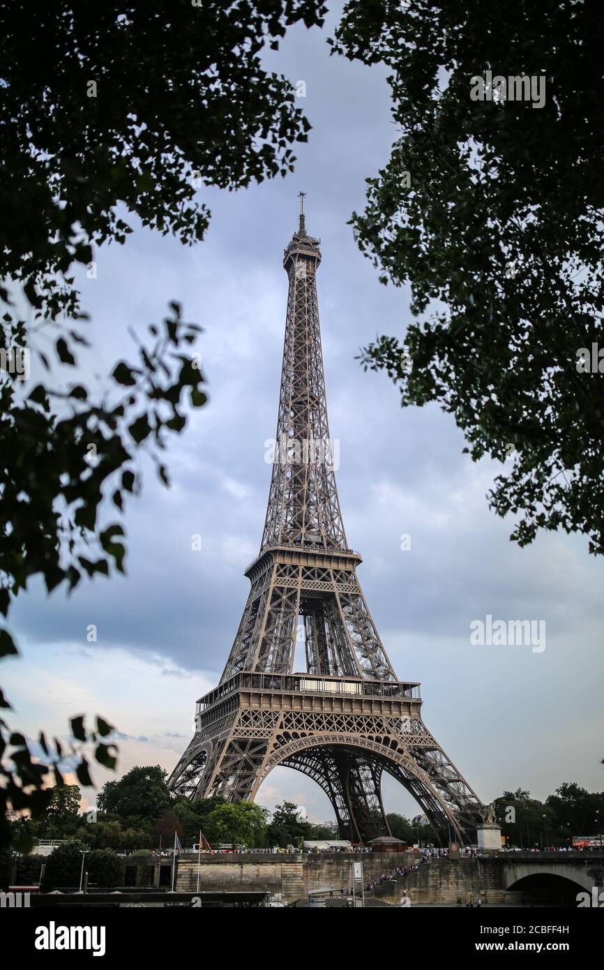 La Tour Eiffel à travers quelques arbres Banque D'Images