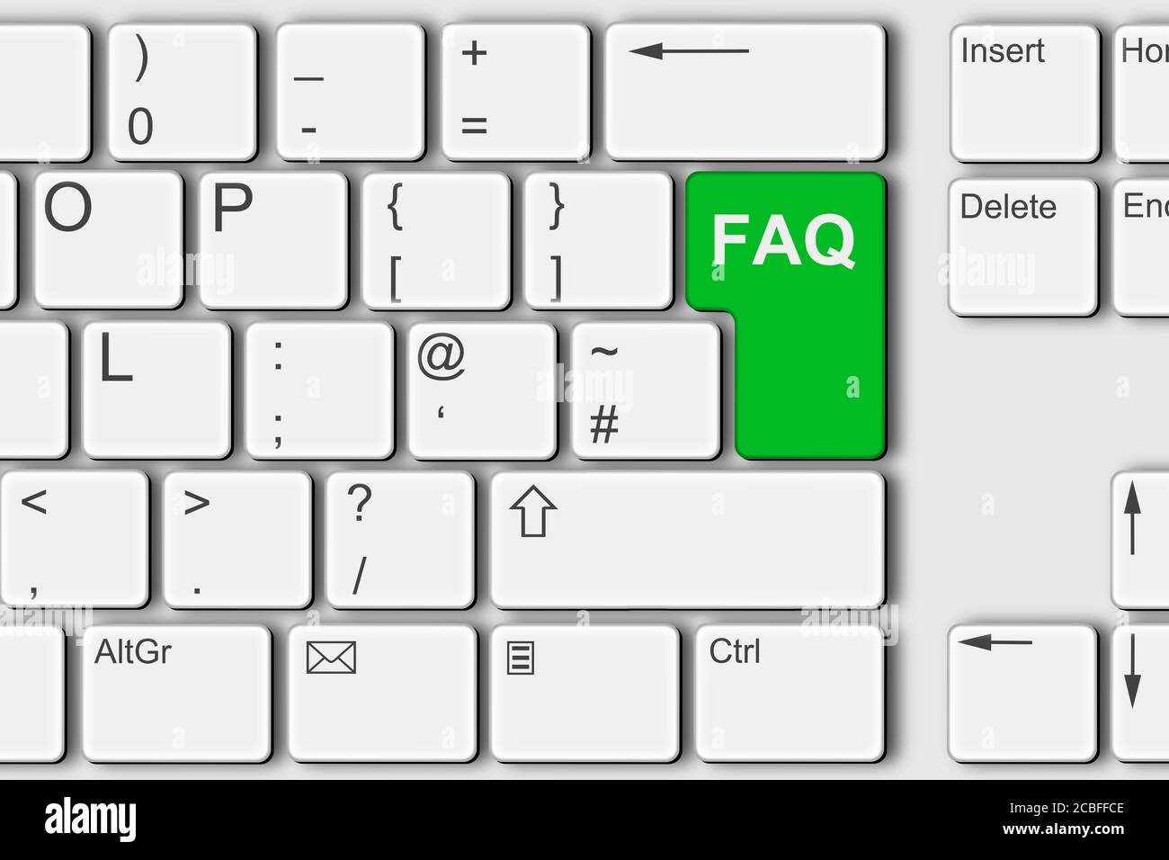Foire aux questions FAQ concept PC ordinateur clavier illustration 3d vert Banque D'Images