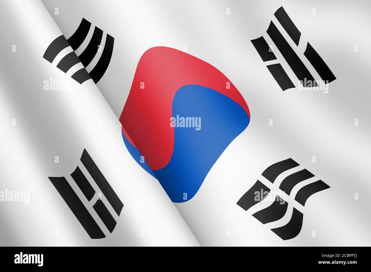 Corée du Sud agitant drapeau 3d illustration ondulation du vent Banque D'Images