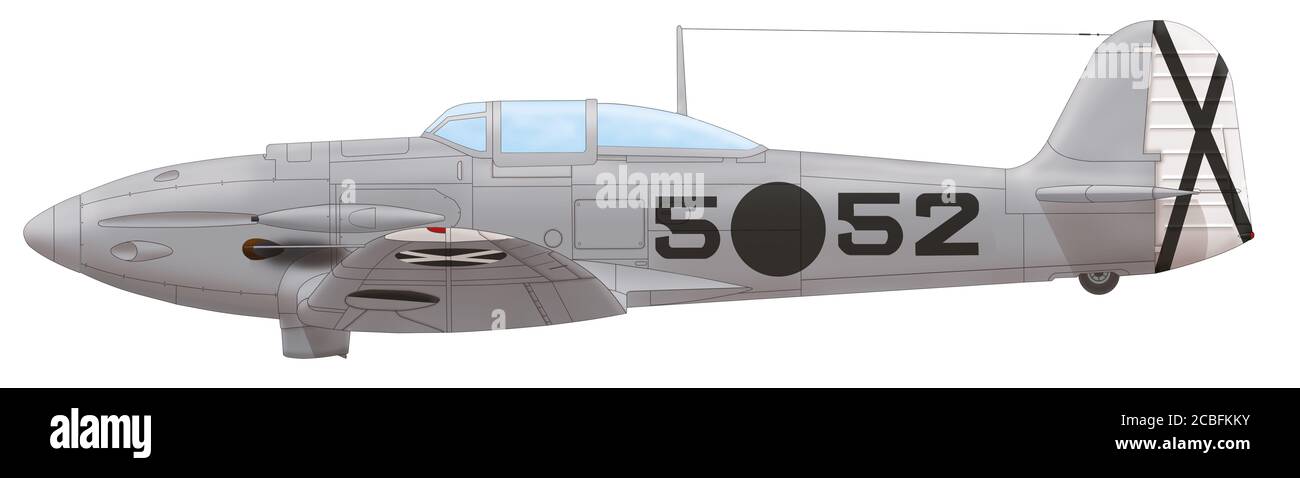 Heinkel He 112F (5○52) du Grupo de Caza 5-G-5 (Fighter Group 5-G-5) de l'Aviation nationale espagnole, décembre 1938 Banque D'Images