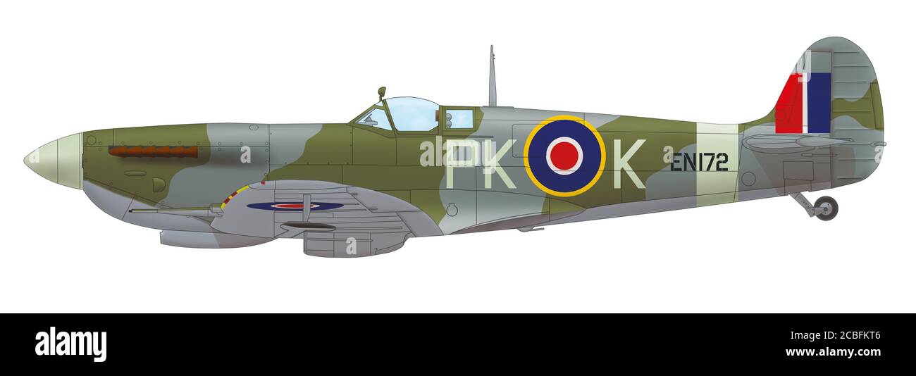 Supermarine Spitfire Mk IX (EN172, PK○K) de l'escadron de chasseurs polonais no 315 (ville de Deblin) RAF, 1943 Banque D'Images