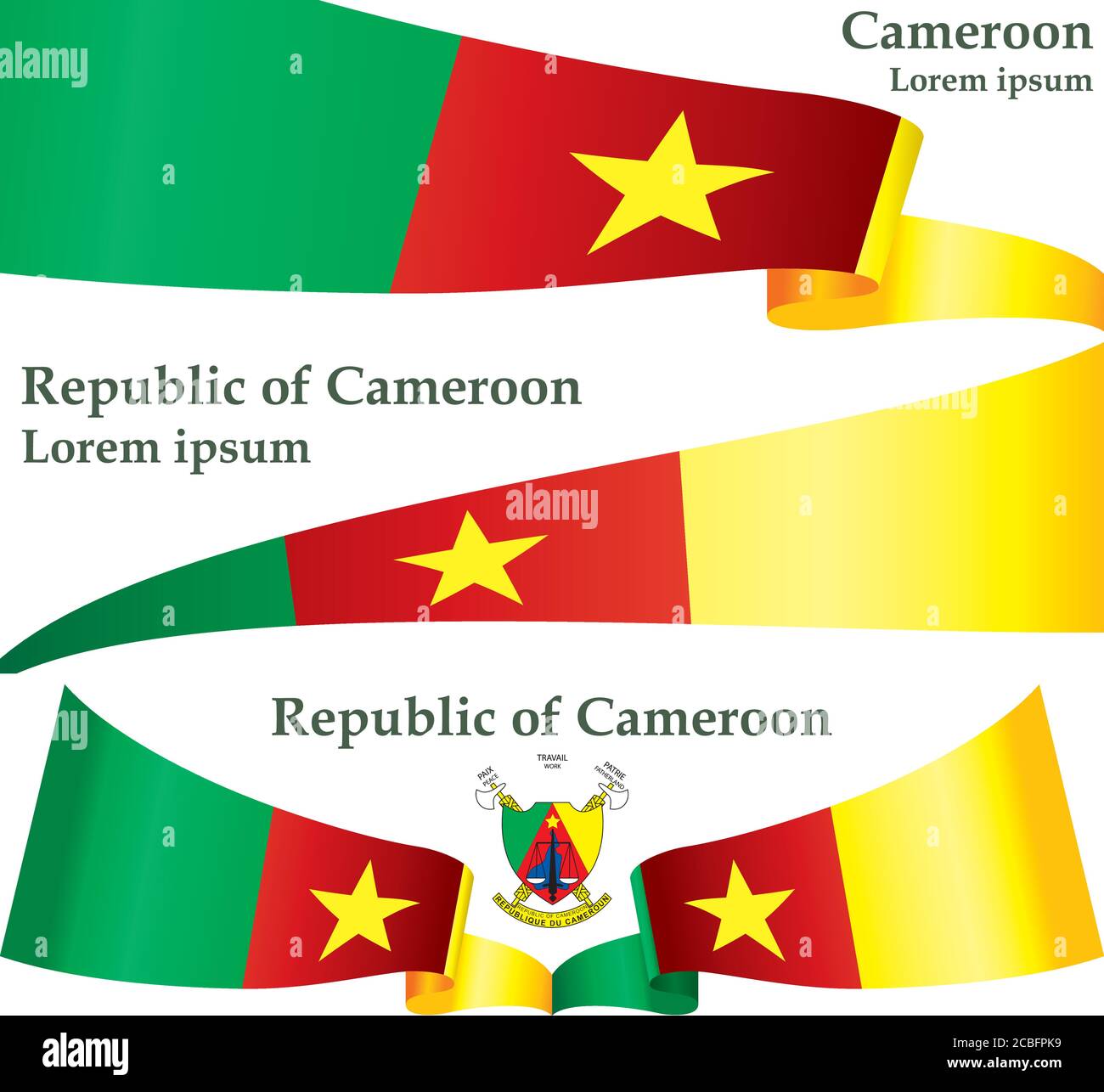 Drapeau du Cameroun, République du Cameroun. Modèle pour la conception de prix, un document officiel avec le drapeau du Cameroun. Illustration de Vecteur