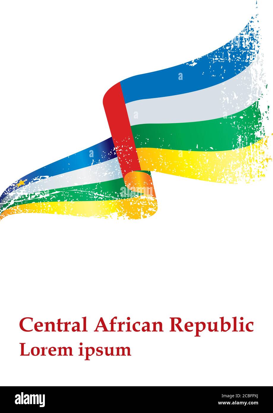 Drapeau de la République centrafricaine, République centrafricaine. Modèle pour la conception d'une bourse un document avec le drapeau de la République centrafricaine Illustration de Vecteur