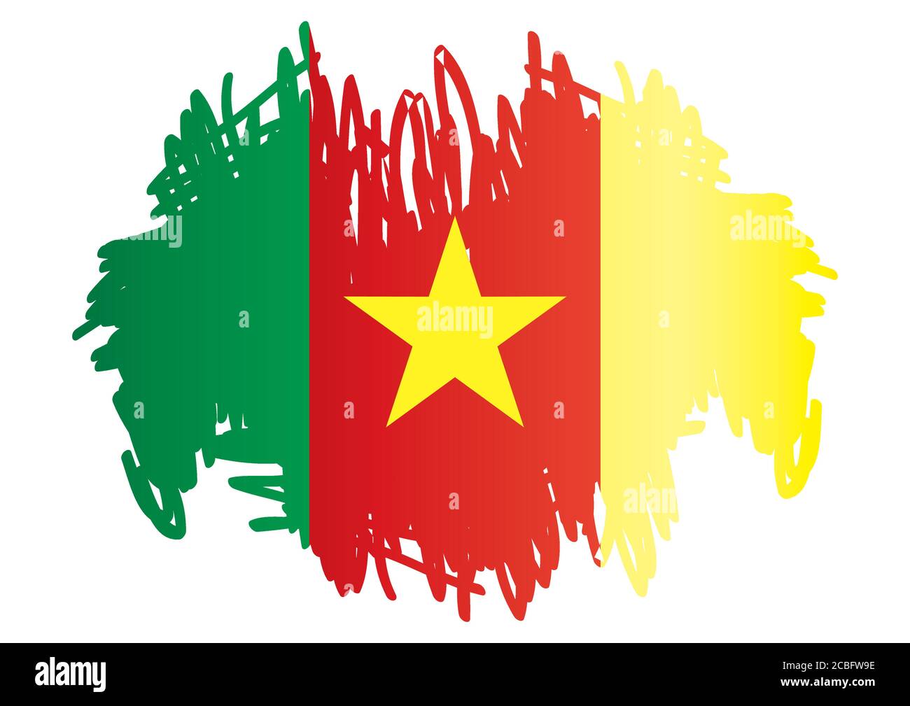 Drapeau du Cameroun, République du Cameroun. Modèle pour la conception de prix, un document officiel avec le drapeau du Cameroun. Illustration de Vecteur