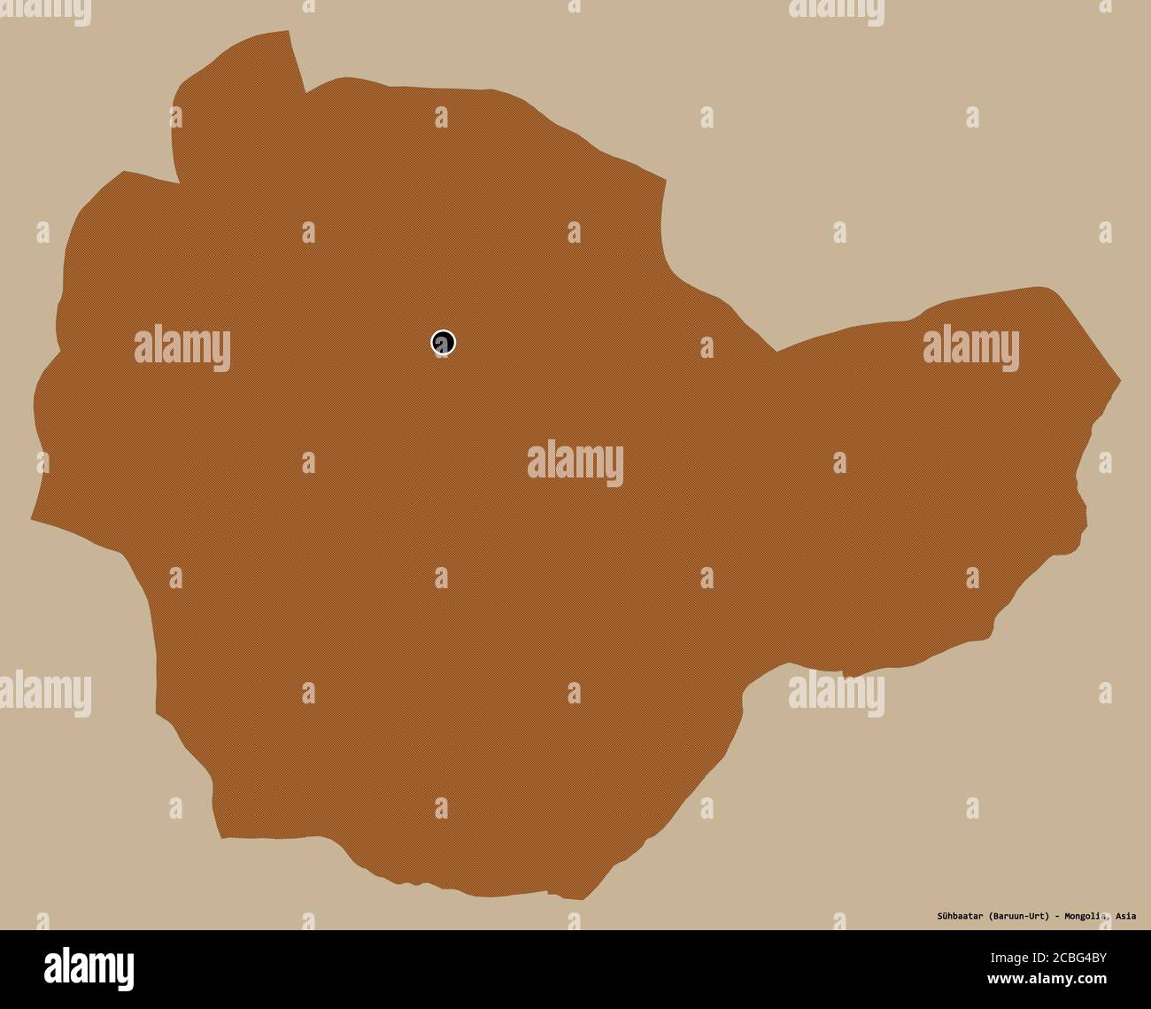 Forme de Sühbaatar, province de Mongolie, avec sa capitale isolée sur un fond de couleur unie. Composition des textures répétées. Rendu 3D Banque D'Images
