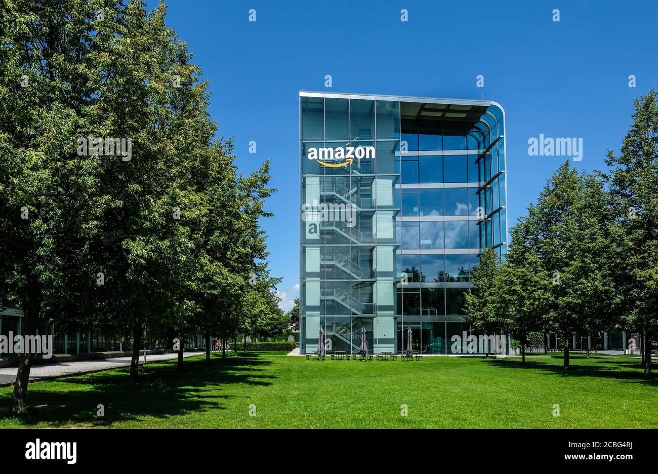 Dans la construction du siège d'Amazon Munich Allemagne Banque D'Images