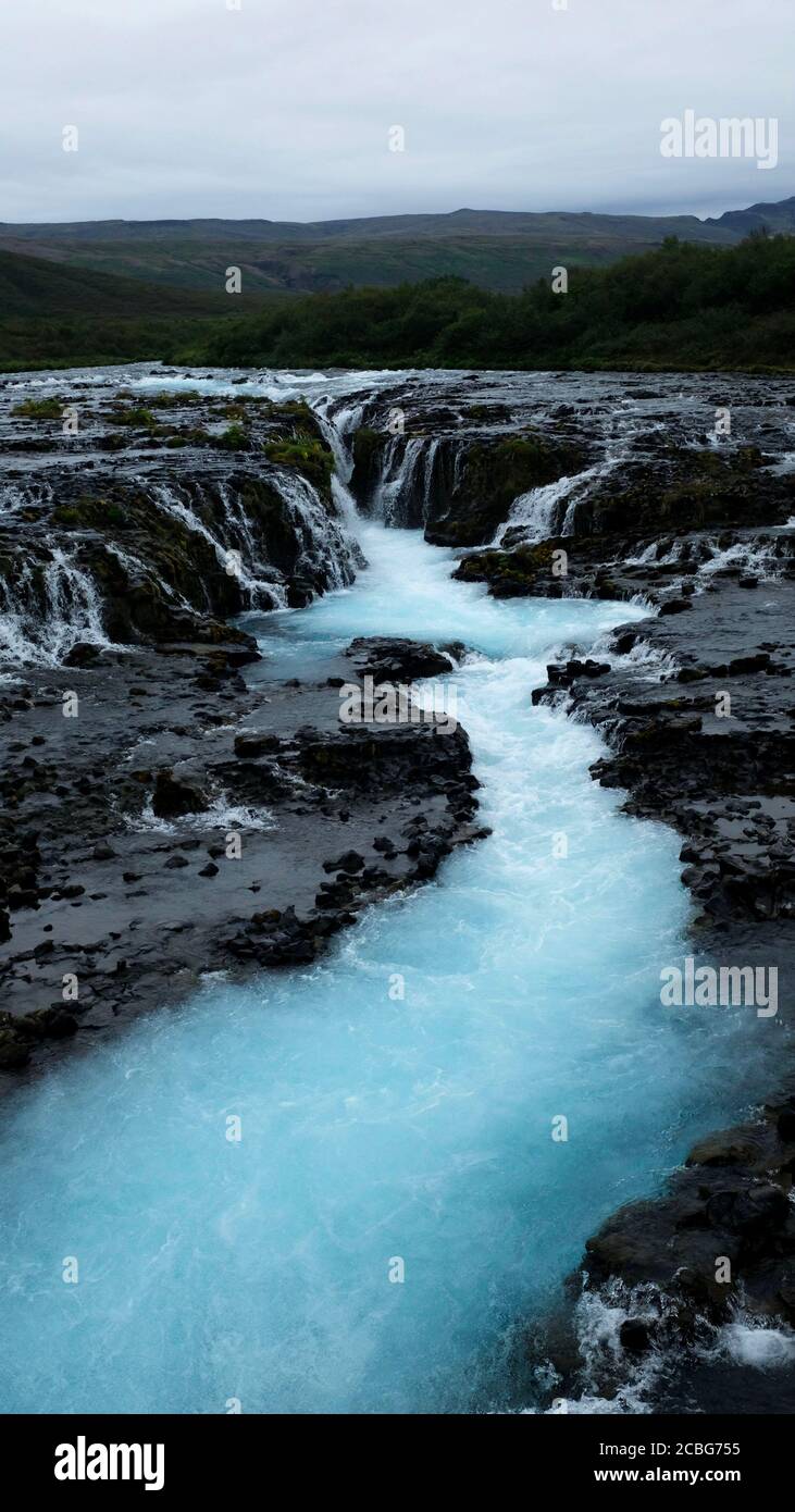 Bruarfoss, « la cascade la plus bleue d'Islande » Banque D'Images