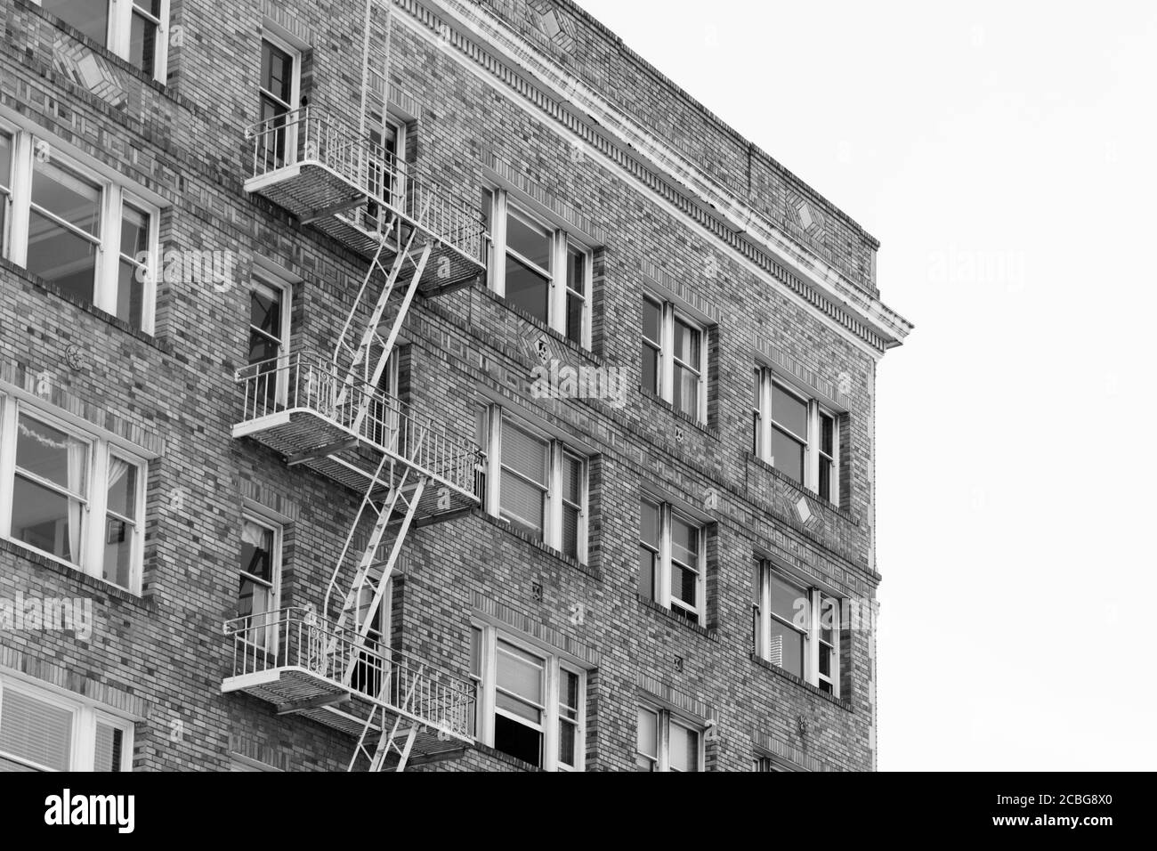 Façade de la maison avec escalier d'évacuation des incendies (San Francisco, États-Unis) Banque D'Images