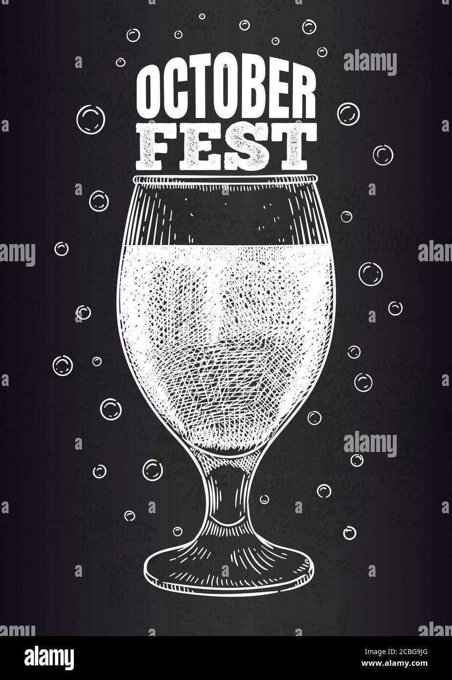 Contexte de l'Oktoberfest. Festival traditionnel de la bière, lettrage allemand de vacances avec une tasse de verre, poster vectoriel Illustration de Vecteur