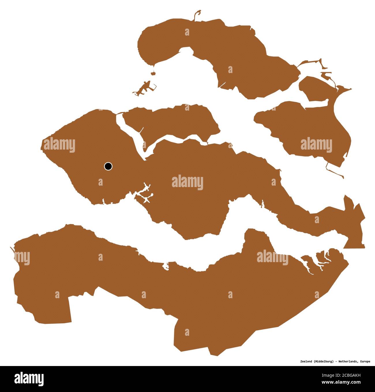 Forme de Zélande, province des pays-Bas, avec sa capitale isolée sur fond blanc. Composition des textures répétées. Rendu 3D Banque D'Images