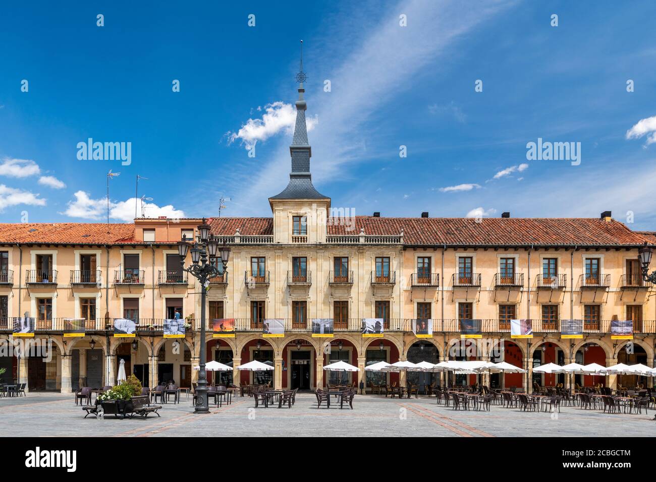 Plaza Mayor, Leon, Castille et Leon, Espagne Banque D'Images