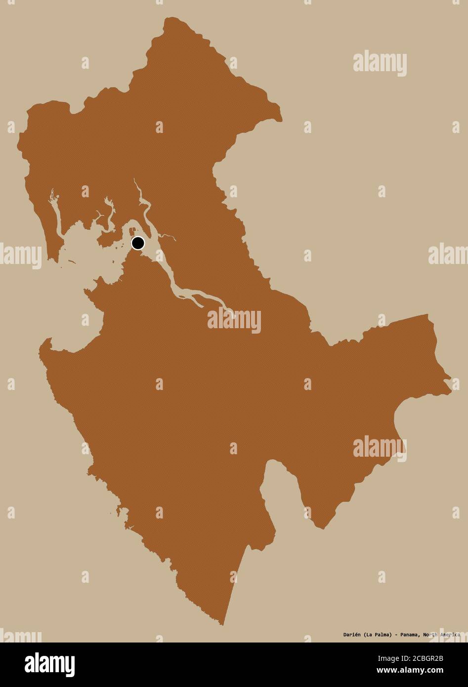 Forme de Darién, province de Panama, avec sa capitale isolée sur un fond de couleur unie. Composition des textures répétées. Rendu 3D Banque D'Images