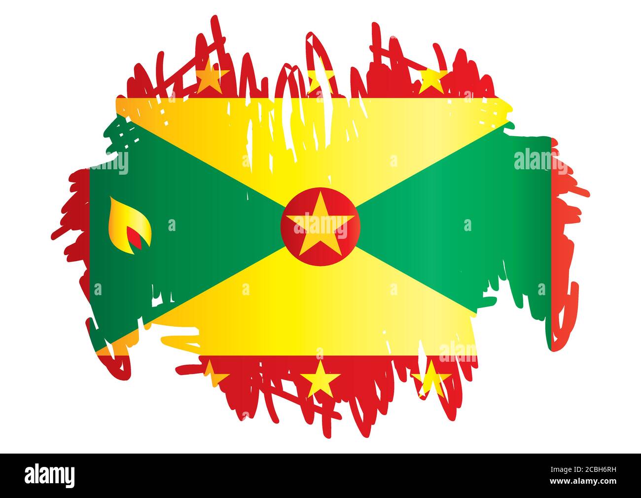 Drapeau de la Grenade, Grenade est un pays dans les Antilles, île d'épices. Modèle pour la conception de prix, un document officiel avec le drapeau de la Grenade. Illustration de Vecteur