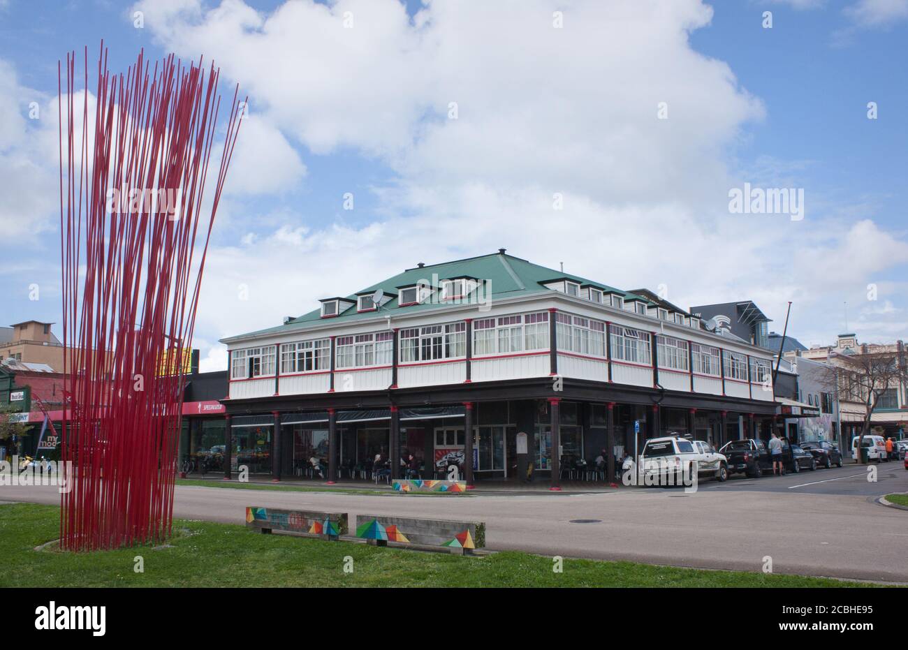 Palmerston Nord, Nouvelle-Zélande - 27 2017 septembre : l'ancien bâtiment historique du Club des soldats, sur la rue Cuba. Banque D'Images