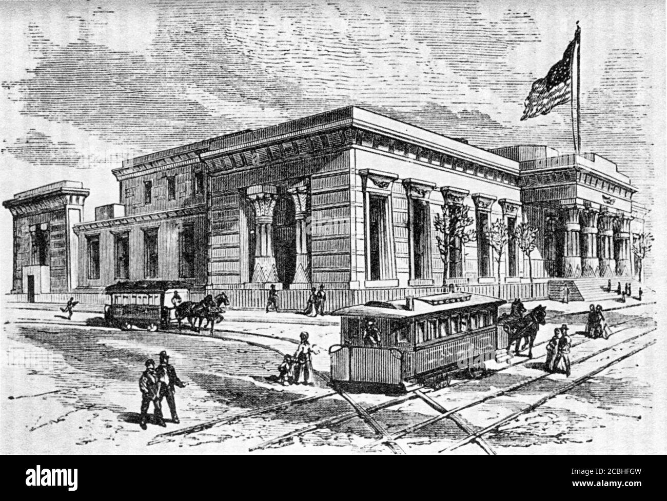 The Halls of Justice (également appelés Tombs) sur Center Street, New York City, 1870 Banque D'Images