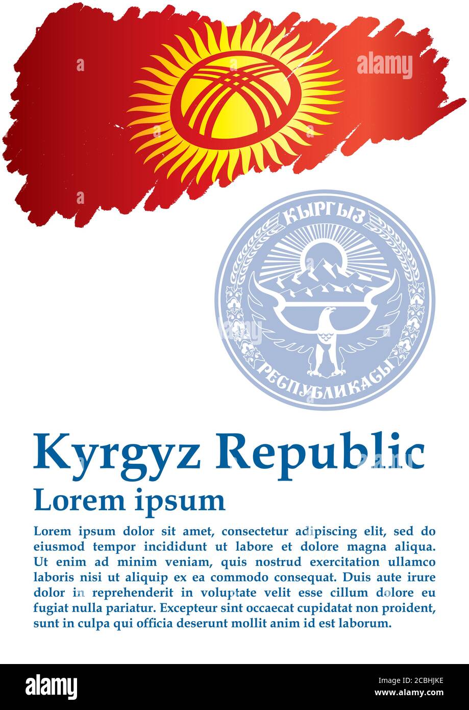 Drapeau du Kirghizistan, République kirghize. Modèle pour la conception des prix, un document officiel avec le drapeau du Kirghizistan. Illustration vectorielle colorée et lumineuse Illustration de Vecteur