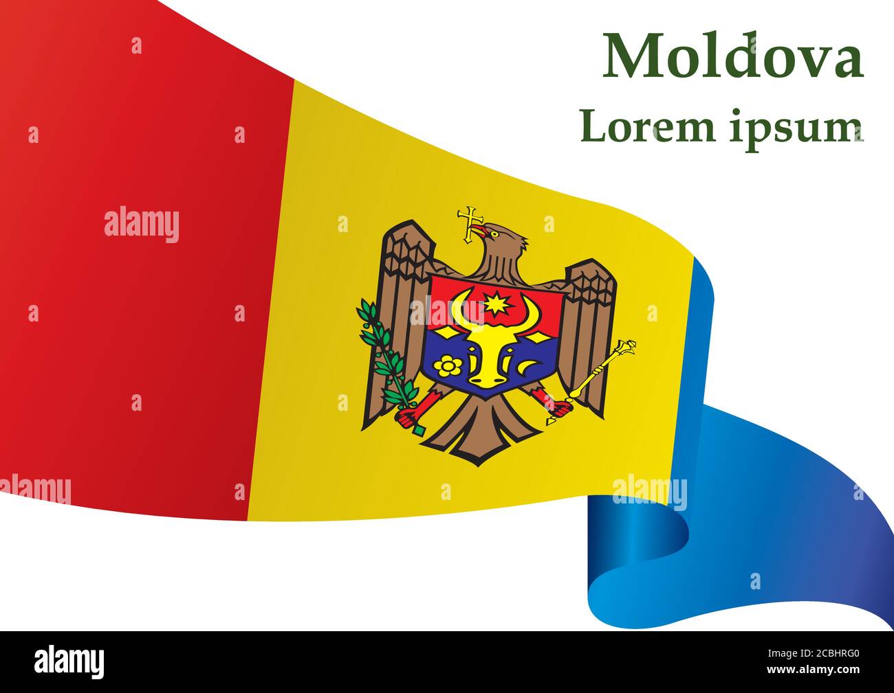 Drapeau de la Moldavie, République de Moldova. Modèle pour la conception des prix, un document officiel avec le drapeau de la Moldavie. Illustration de Vecteur