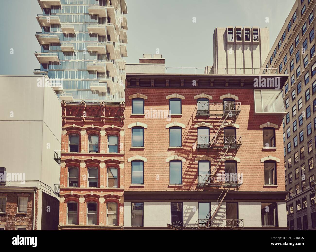 Image colorée de l'architecture diversifiée de New York, États-Unis. Banque D'Images