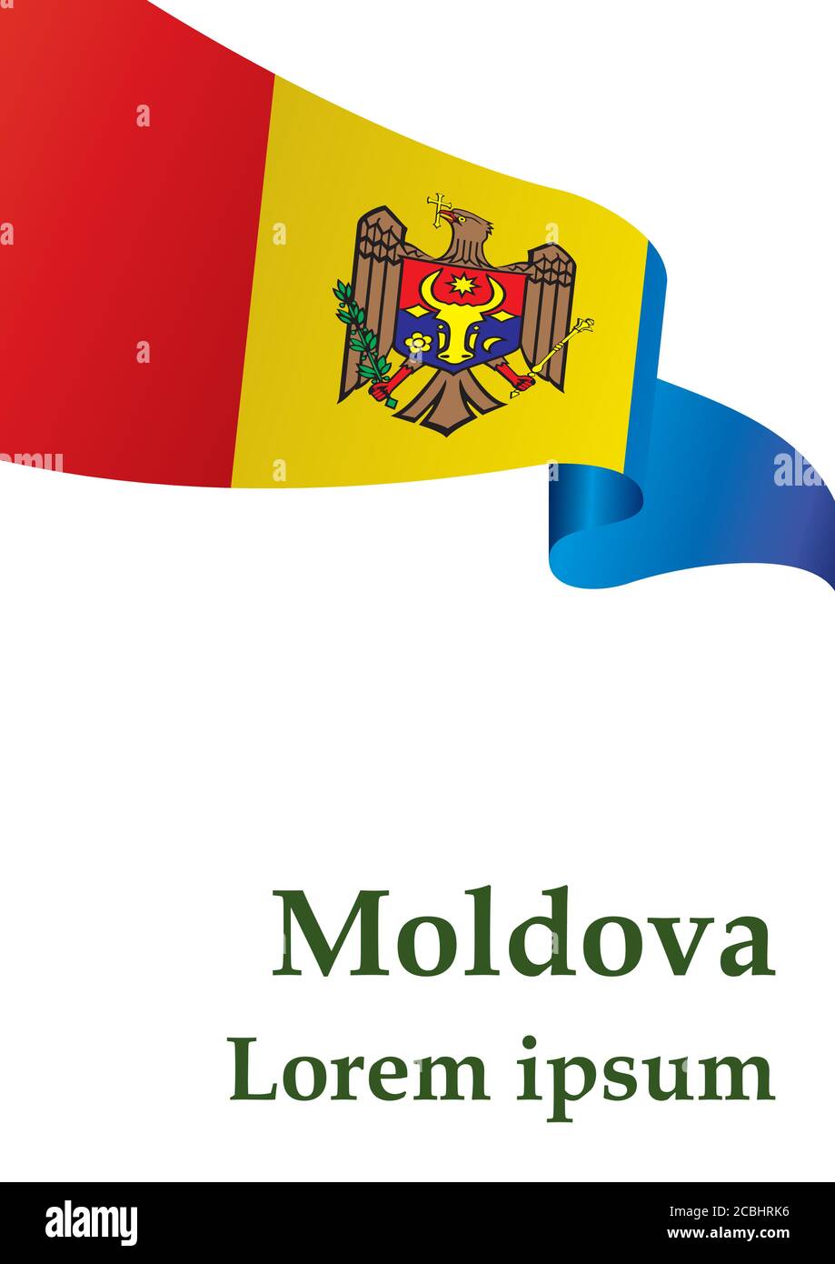 Drapeau de la Moldavie, République de Moldova. Modèle pour la conception des prix, un document officiel avec le drapeau de la Moldavie. Illustration de Vecteur