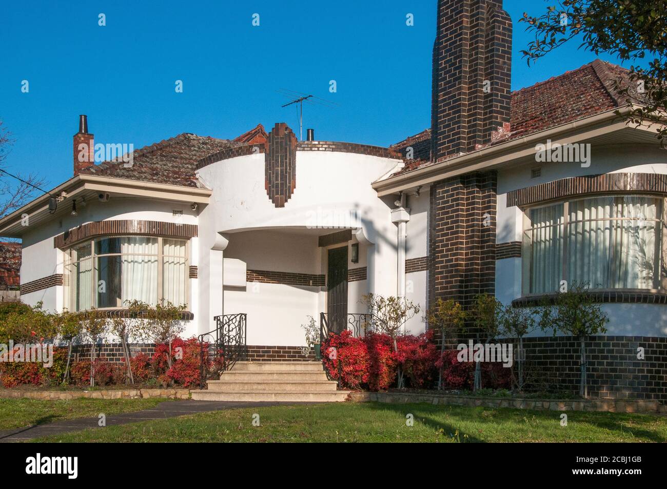Streamline moderne ou Ocean Liner maison familiale, vers 1952 à East Brighton, Melbourne, Australie Banque D'Images
