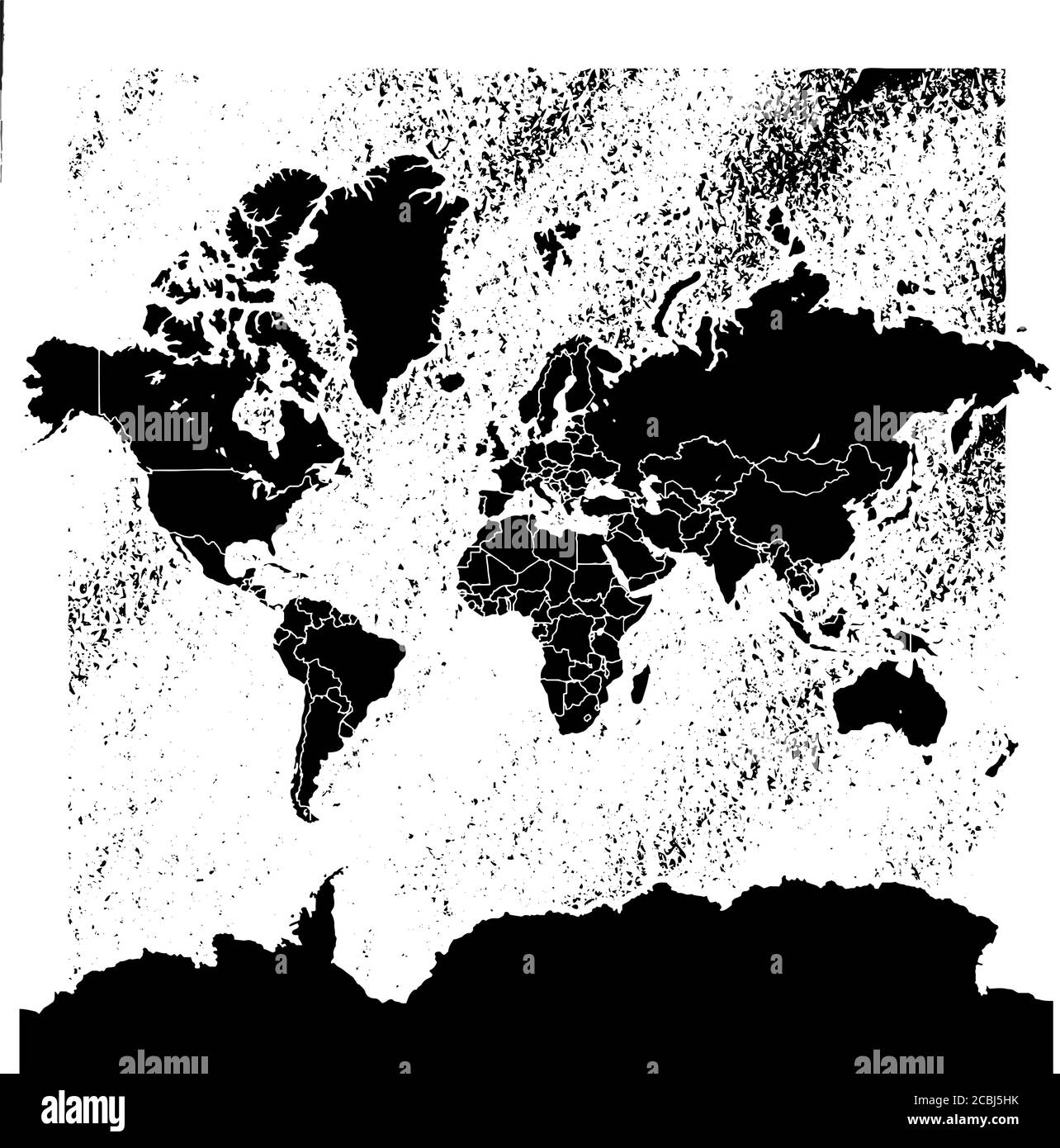 Carte du monde sur fond vintage. Illustration à la main noire et blanche. Icône pour l'impression et l'étiquetage. Illustration de Vecteur
