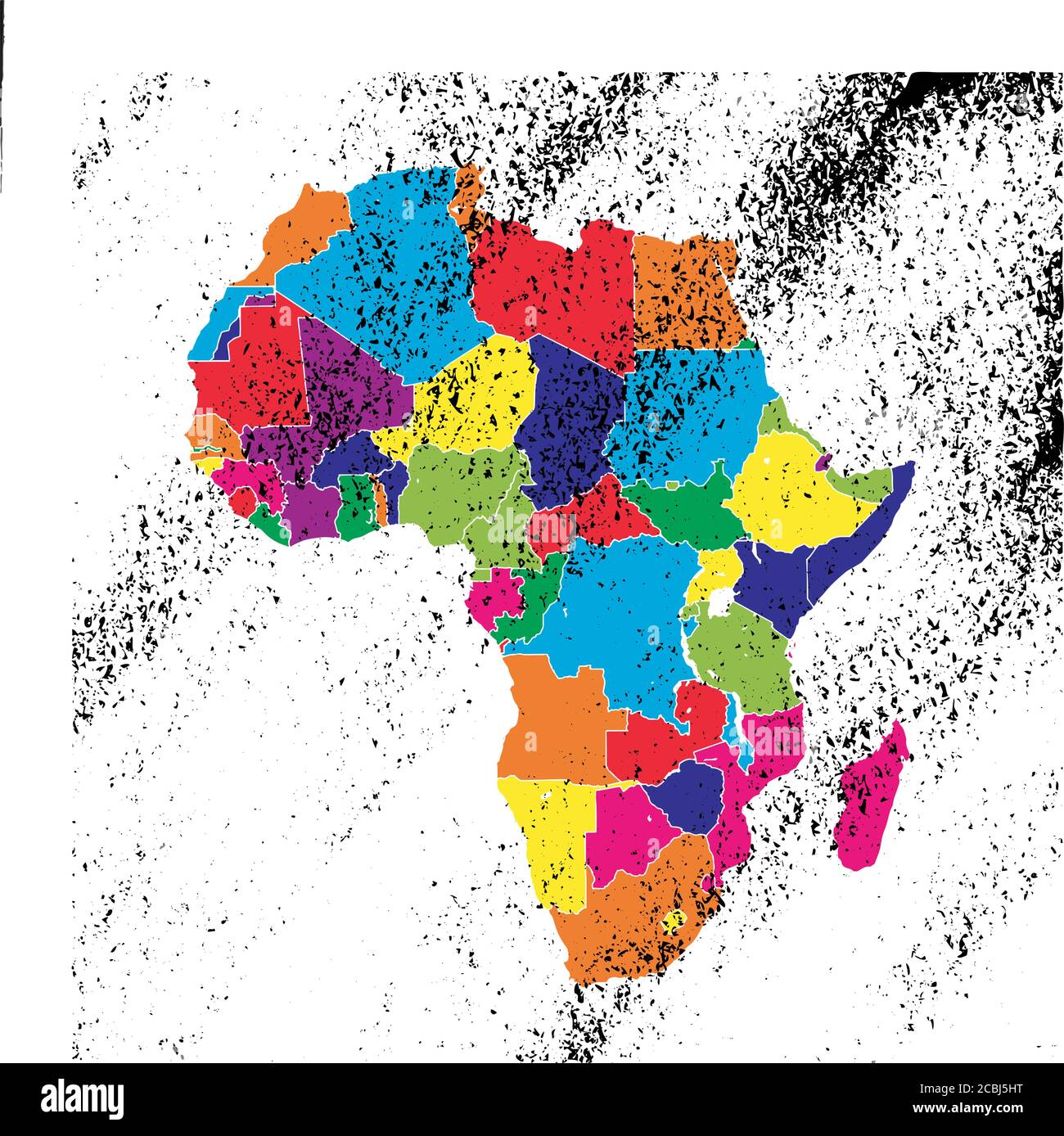 Carte africaine colorée sur fond vintage. Illustration à la main noire et blanche. Icône pour l'impression et l'étiquetage. Illustration de Vecteur