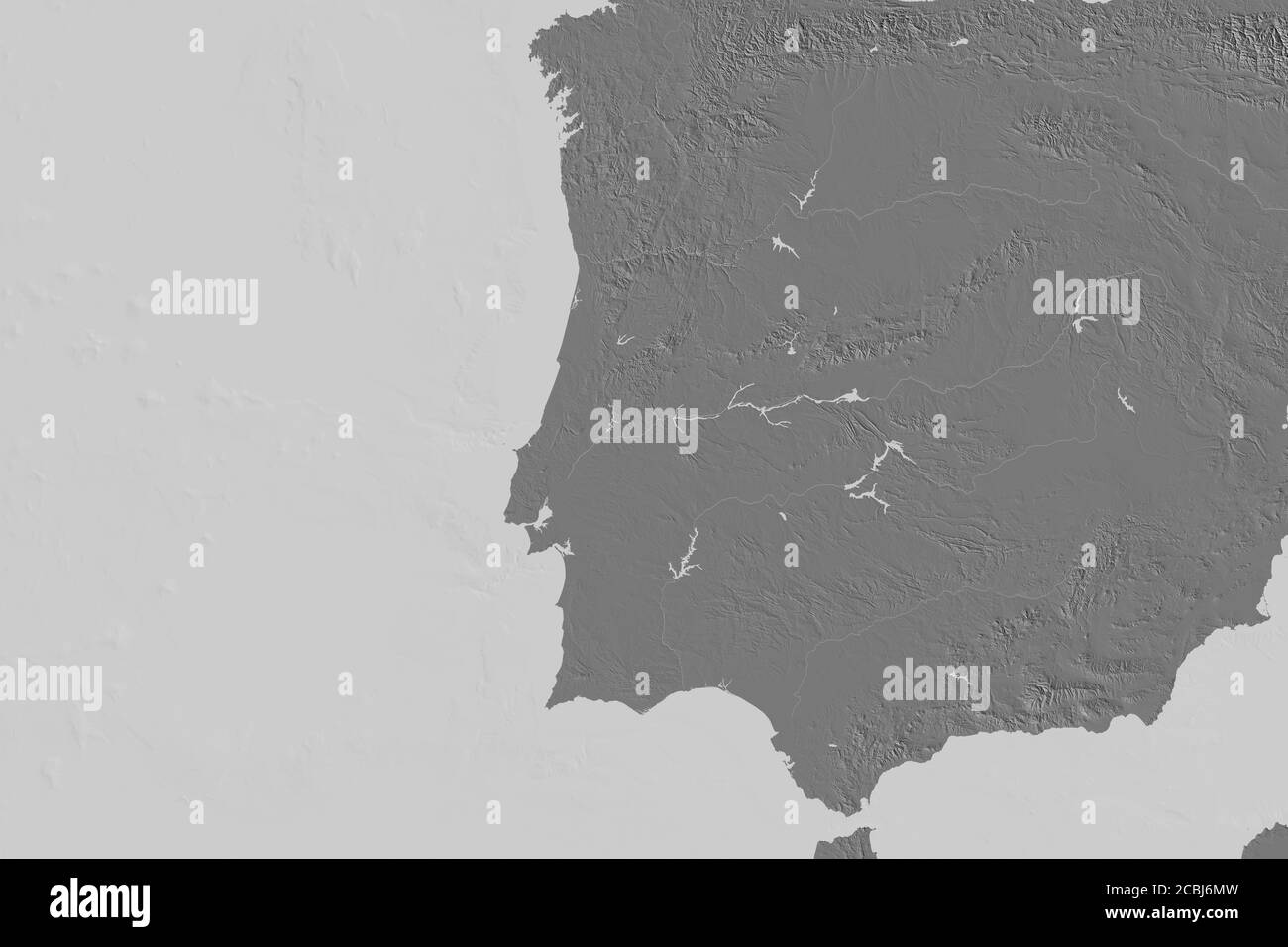 Zone étendue du Portugal. Carte d'élévation à deux niveaux. Rendu 3D Banque D'Images
