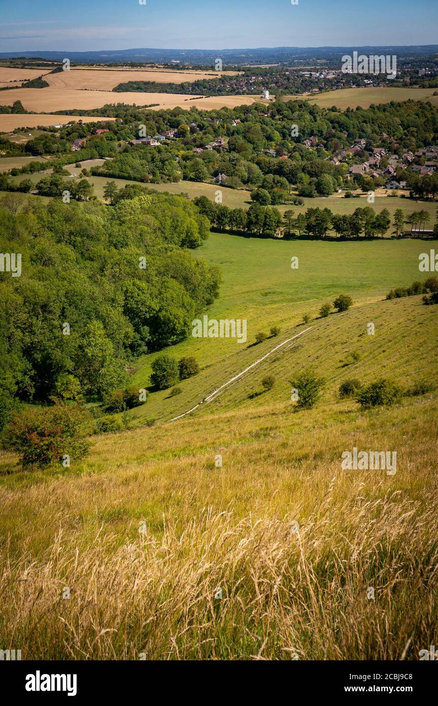 Vue depuis la voie de Juggs Road surplombant Kingston près de Lewes, East Sussex, Royaume-Uni Banque D'Images