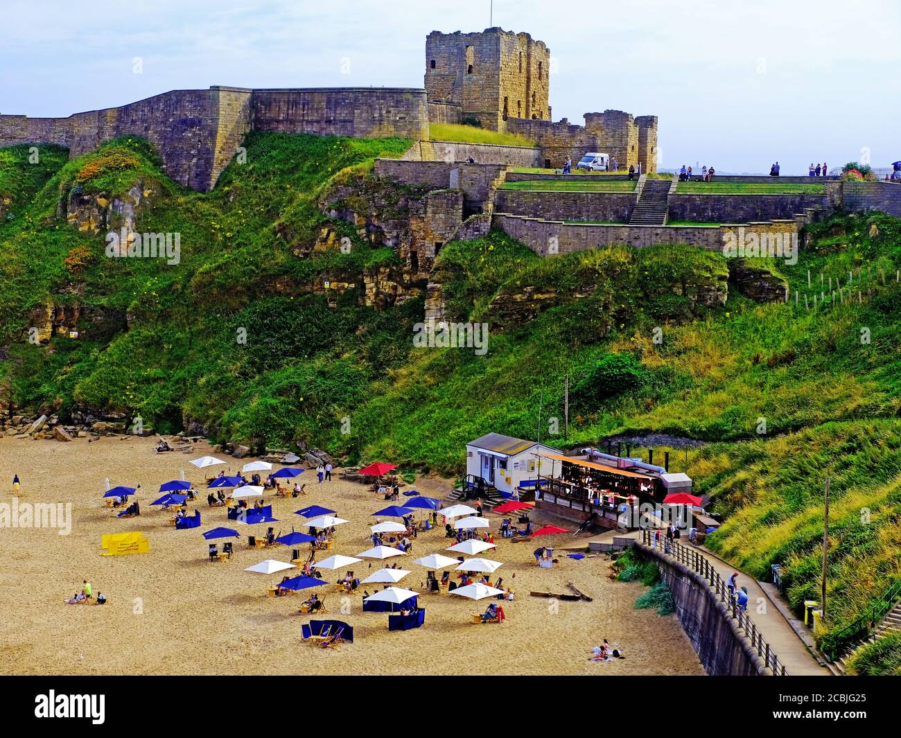 Rileys Fish Shack King Edwards Bay Tynemouth et Château Banque D'Images